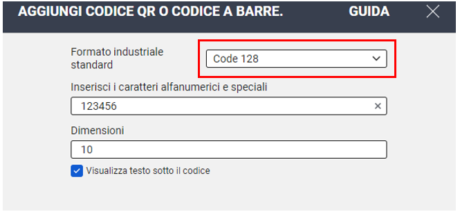 Select Barcode Type